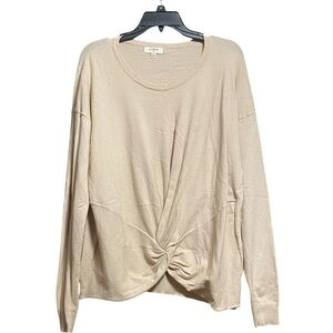 Umgee Creme Long Sleeved Twist Front Sweater Top L